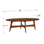 Tavolino da Caffè Ovale in Legno Stile Mid-Century Modern – Tavolino da Centro per Soggiorno