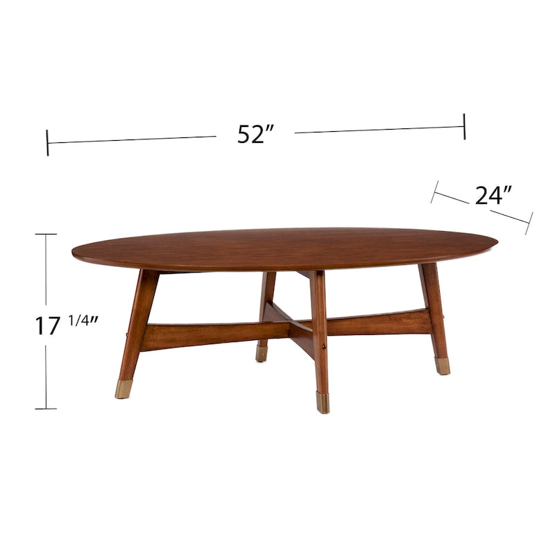 Tavolino da Caffè Ovale in Legno Stile Mid-Century Modern – Tavolino da Centro per Soggiorno