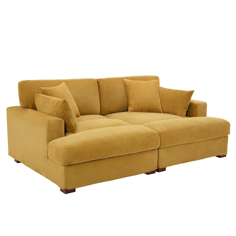 Divano sezionale modulare in velluto a coste Navaeh, divano grande con chaise longue letto