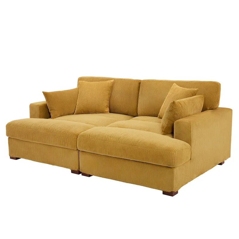 Divano sezionale modulare in velluto a coste Navaeh, divano grande con chaise longue letto