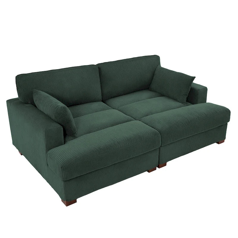 Divano sezionale modulare in velluto a coste Navaeh, divano grande con chaise longue letto