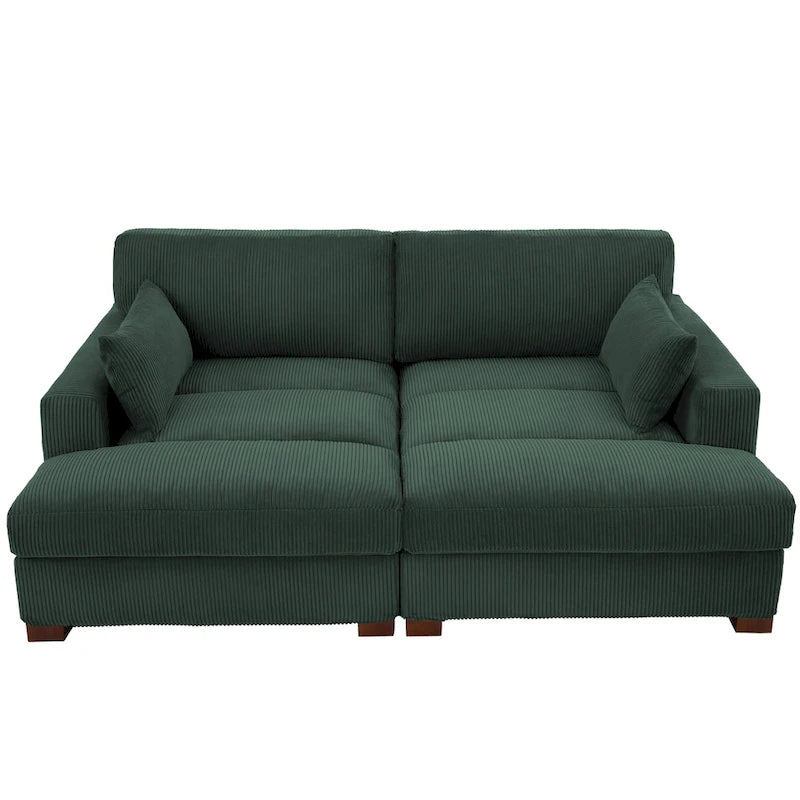 Divano sezionale modulare in velluto a coste Navaeh, divano grande con chaise longue letto