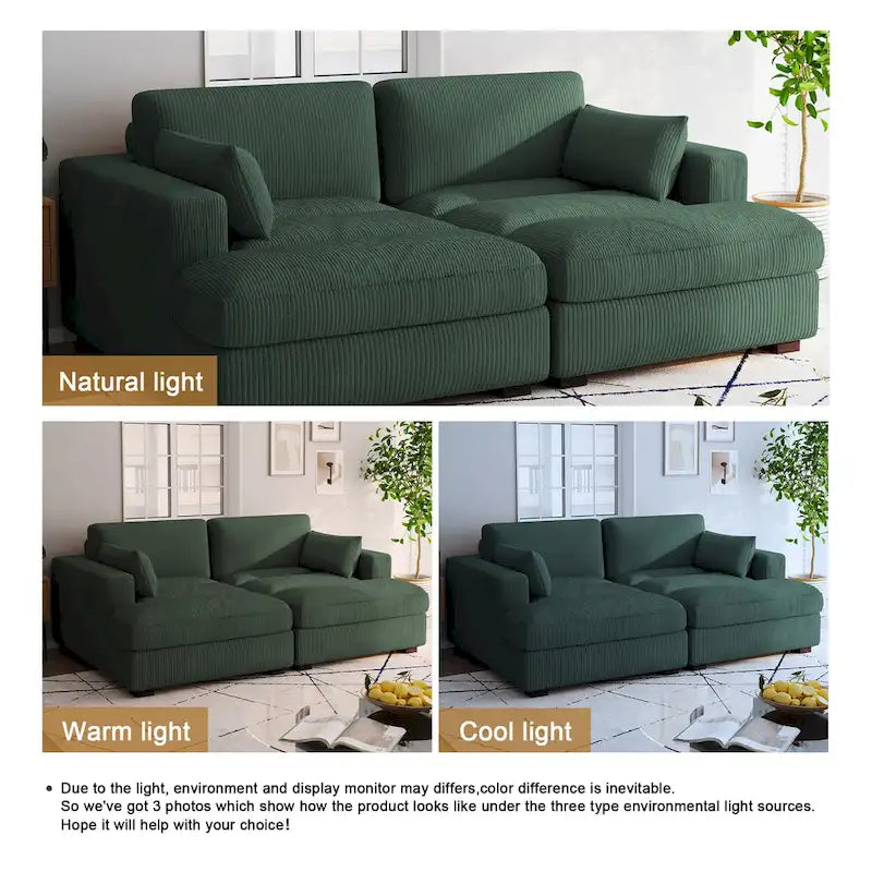 Divano sezionale modulare in velluto a coste Navaeh, divano grande con chaise longue letto