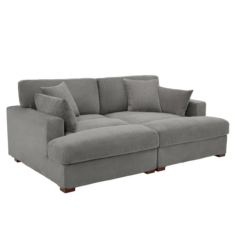 Divano sezionale modulare in velluto a coste Navaeh, divano grande con chaise longue letto