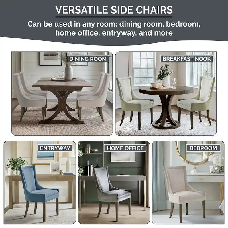 Sedie imbottite da pranzo con gambe in legno, set da 2 – Sedie moderne da cucina