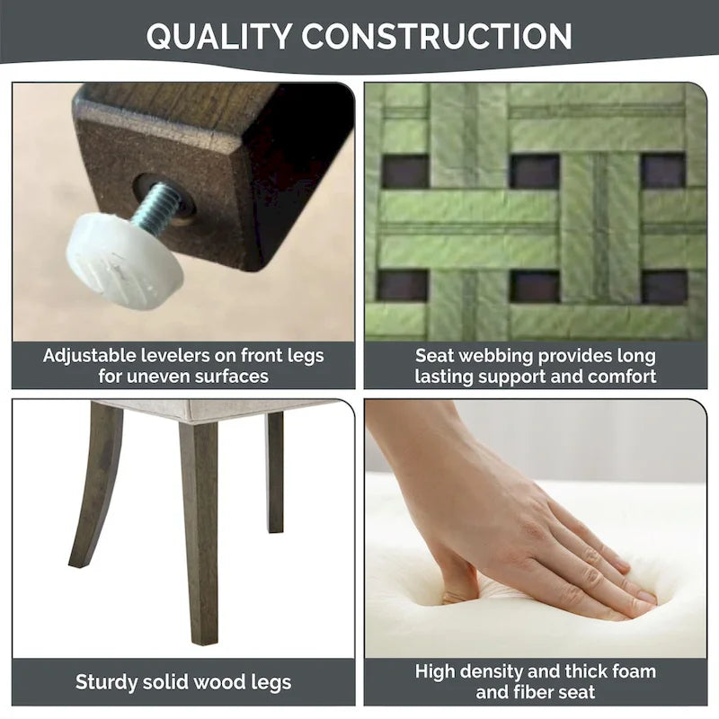 Sedie imbottite da pranzo con gambe in legno, set da 2 – Sedie moderne da cucina