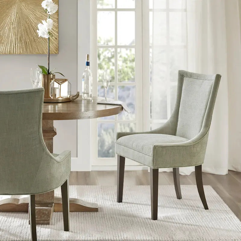 Sedie imbottite da pranzo con gambe in legno, set da 2 – Sedie moderne da cucina