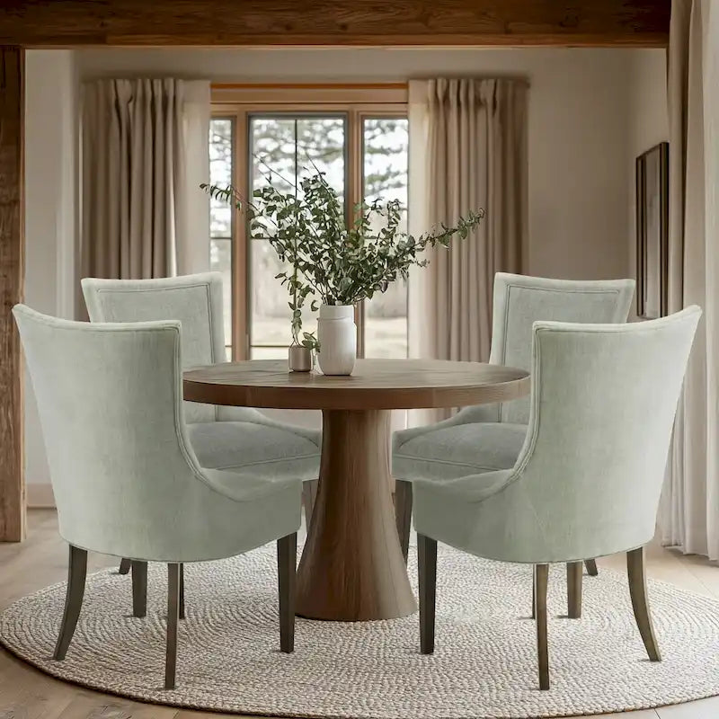 Sedie imbottite da pranzo con gambe in legno, set da 2 – Sedie moderne da cucina
