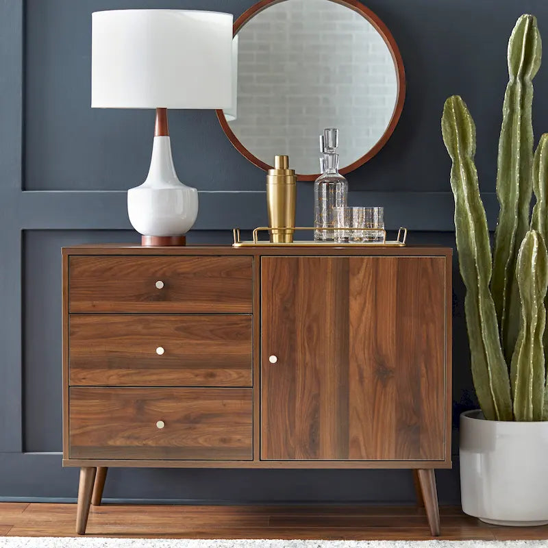 Madia/Credenza Mid-Century Moderna a 3 cassetti – Mobile Contenitore per Sala da Pranzo