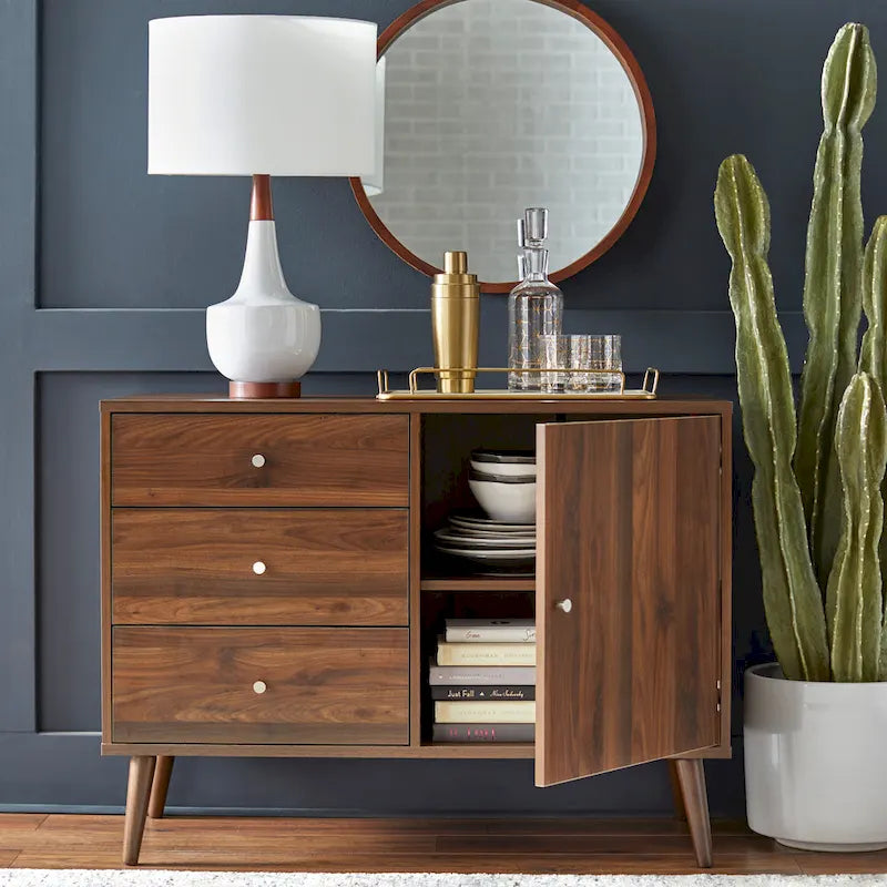 Madia/Credenza Mid-Century Moderna a 3 cassetti – Mobile Contenitore per Sala da Pranzo