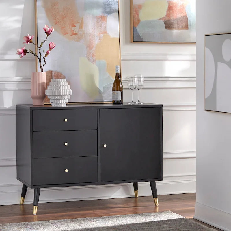 Madia/Credenza Mid-Century Moderna a 3 cassetti – Mobile Contenitore per Sala da Pranzo
