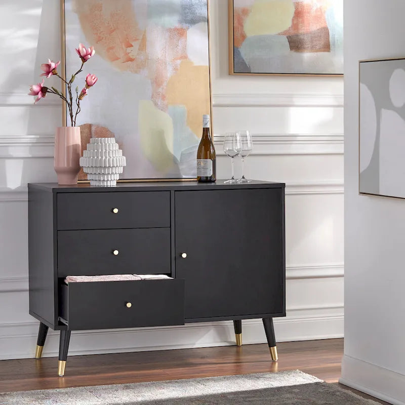 Madia/Credenza Mid-Century Moderna a 3 cassetti – Mobile Contenitore per Sala da Pranzo