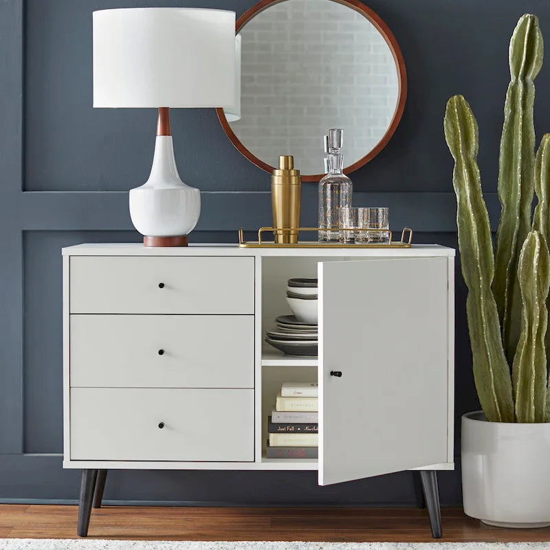 Madia/Credenza Mid-Century Moderna a 3 cassetti – Mobile Contenitore per Sala da Pranzo