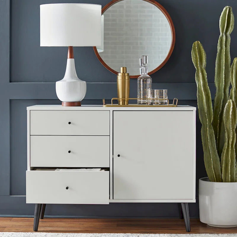 Madia/Credenza Mid-Century Moderna a 3 cassetti – Mobile Contenitore per Sala da Pranzo