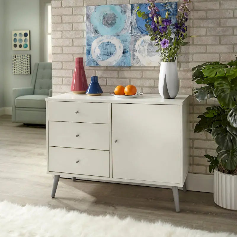 Madia/Credenza Mid-Century Moderna a 3 cassetti – Mobile Contenitore per Sala da Pranzo