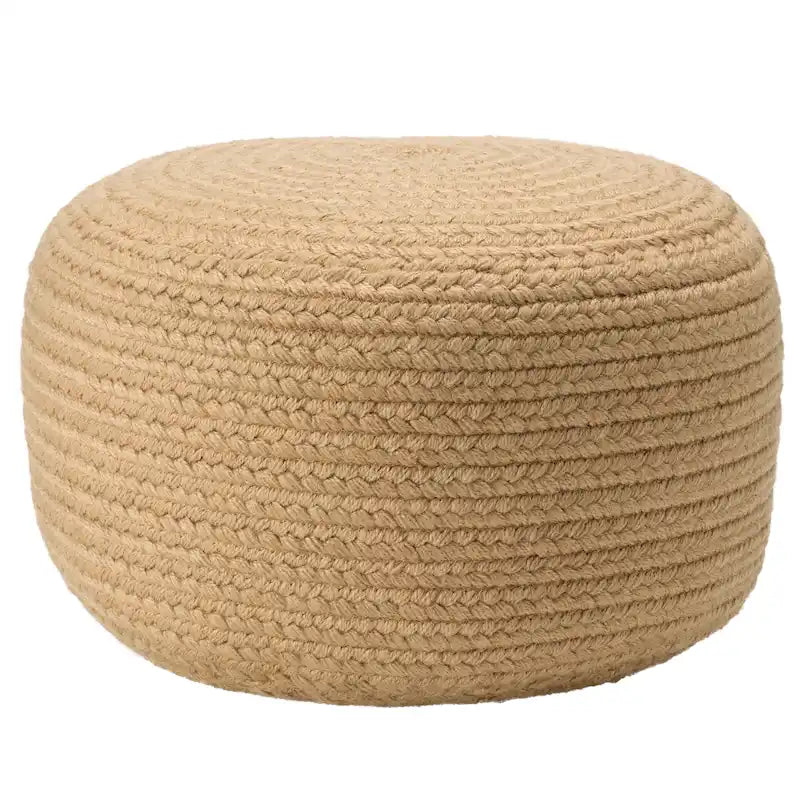Pouf ottomano rotondo in poliestere da interno/esterno – Poggiapiedi 18x18x12