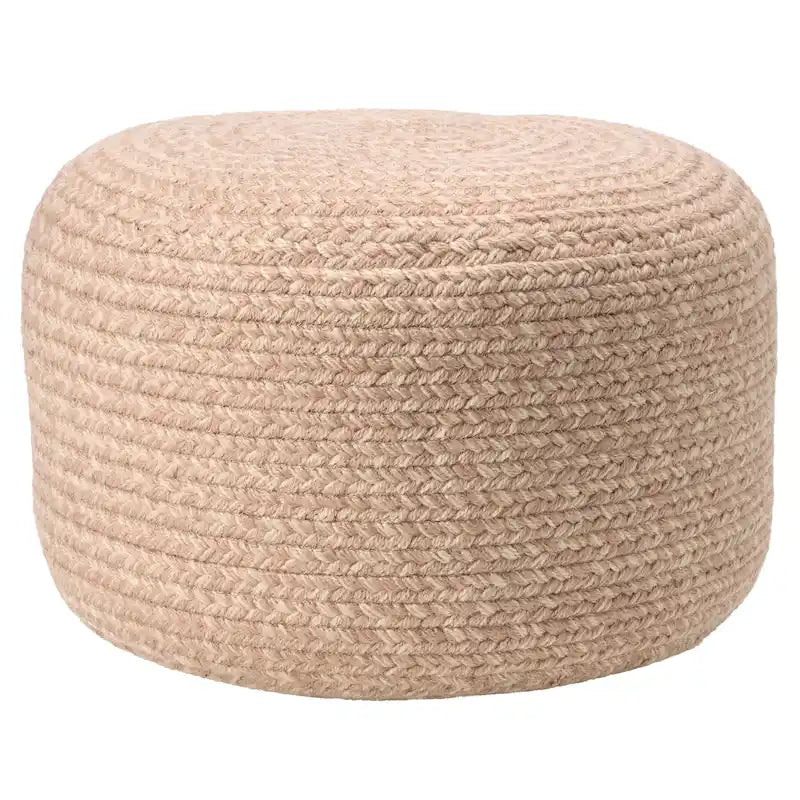 Pouf ottomano rotondo in poliestere da interno/esterno – Poggiapiedi 18x18x12
