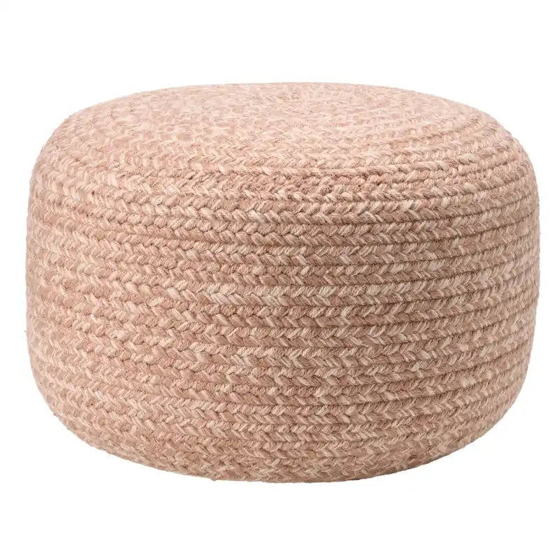 Pouf ottomano rotondo in poliestere da interno/esterno – Poggiapiedi 18x18x12