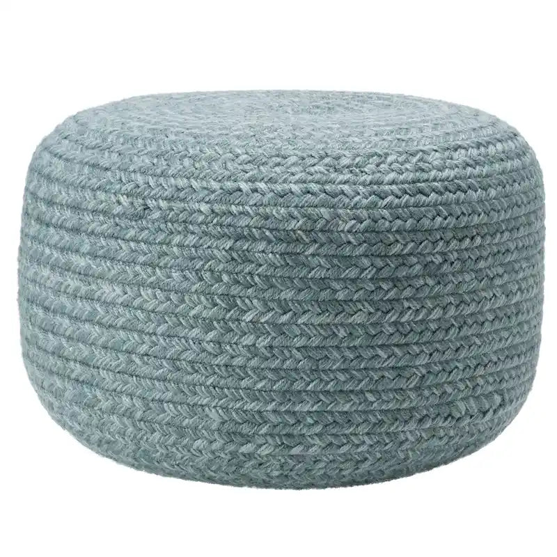 Pouf ottomano rotondo in poliestere da interno/esterno – Poggiapiedi 18x18x12