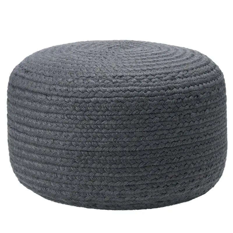 Pouf ottomano rotondo in poliestere da interno/esterno – Poggiapiedi 18x18x12