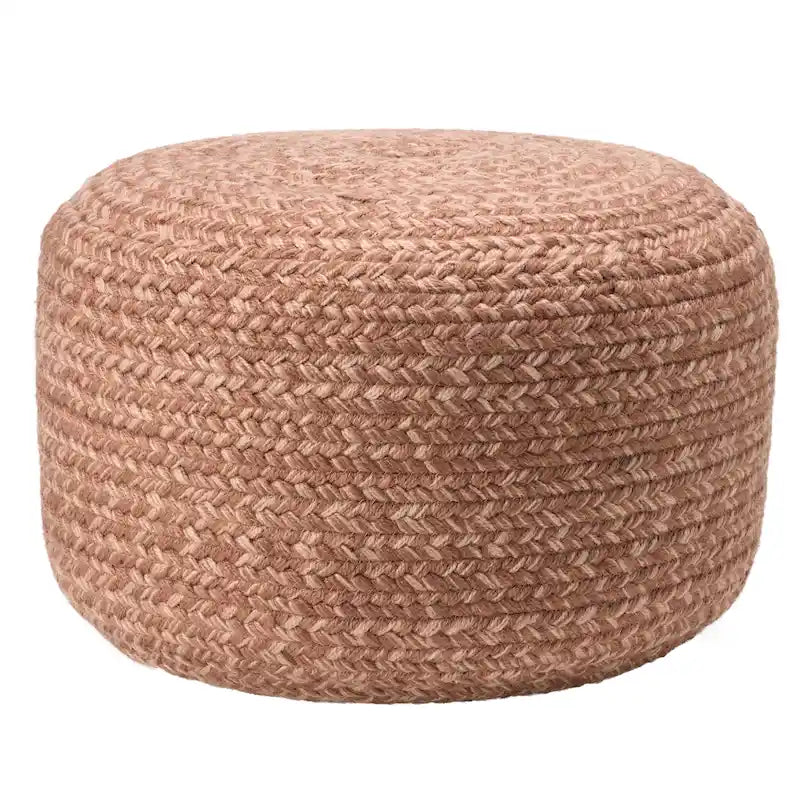 Pouf ottomano rotondo in poliestere da interno/esterno – Poggiapiedi 18x18x12