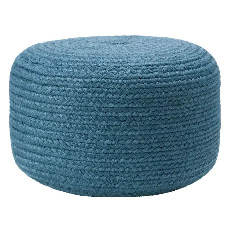 Pouf ottomano rotondo in poliestere da interno/esterno – Poggiapiedi 18x18x12