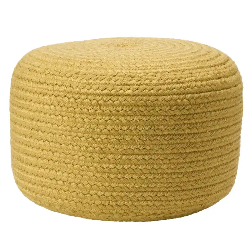 Pouf ottomano rotondo in poliestere da interno/esterno – Poggiapiedi 18x18x12