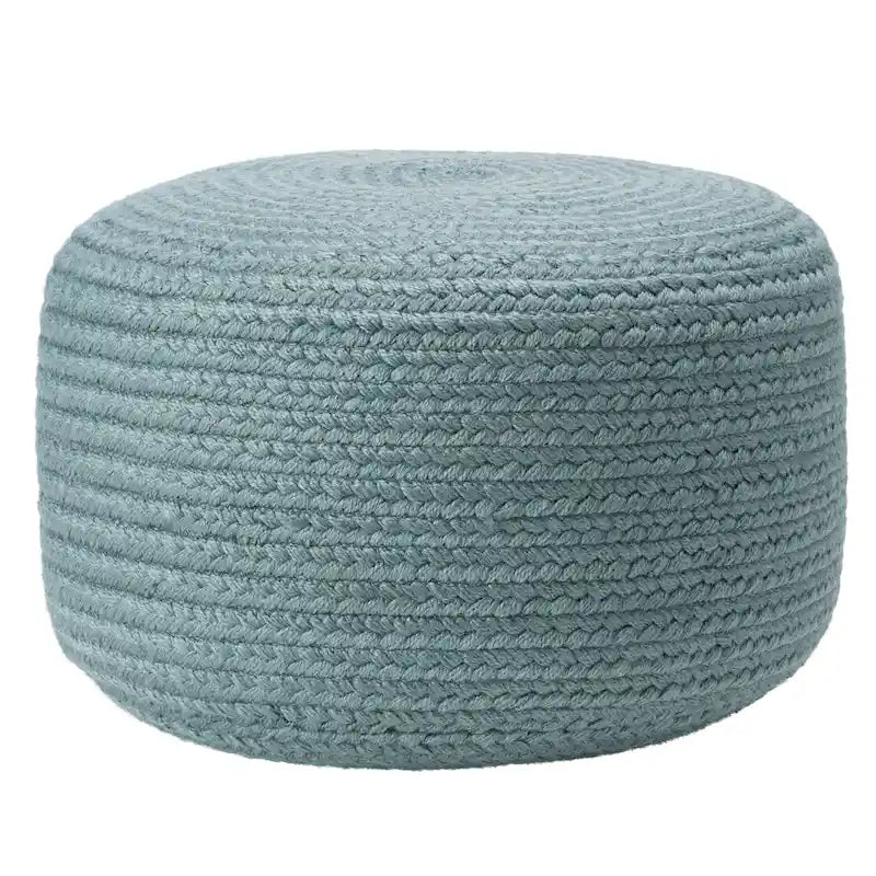 Pouf ottomano rotondo in poliestere da interno/esterno – Poggiapiedi 18x18x12