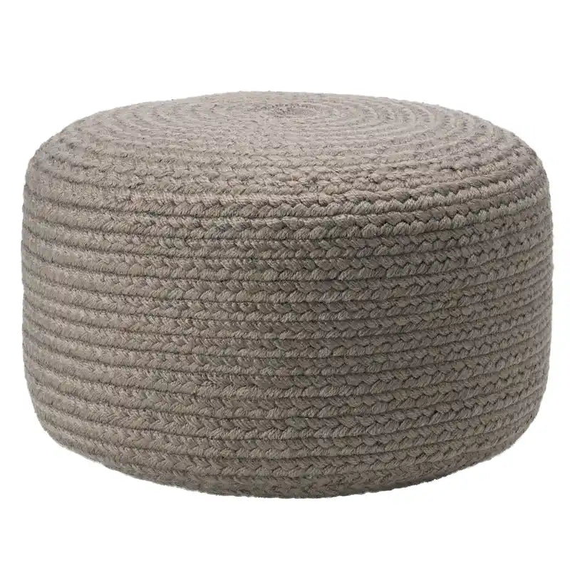 Pouf ottomano rotondo in poliestere da interno/esterno – Poggiapiedi 18x18x12