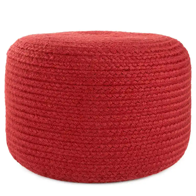 Pouf ottomano rotondo in poliestere da interno/esterno – Poggiapiedi 18x18x12