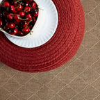 Pouf ottomano rotondo in poliestere da interno/esterno – Poggiapiedi 18x18x12