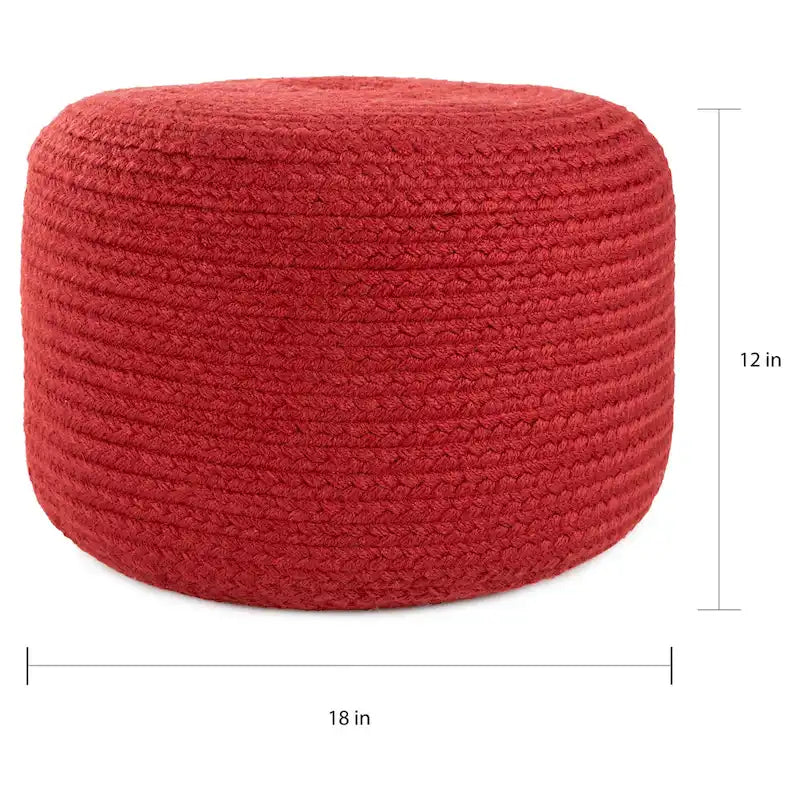 Pouf ottomano rotondo in poliestere da interno/esterno – Poggiapiedi 18x18x12
