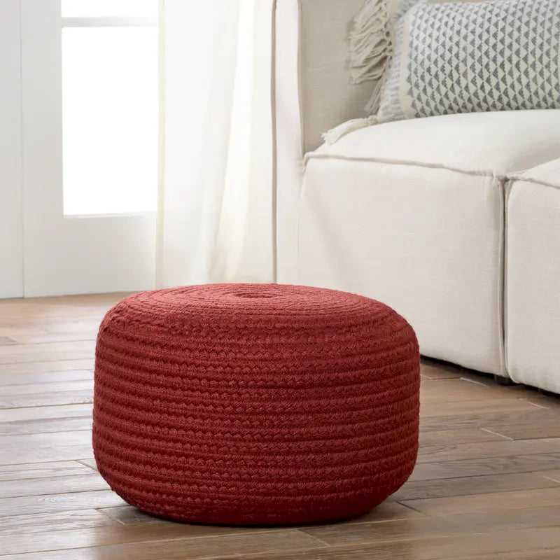 Pouf ottomano rotondo in poliestere da interno/esterno – Poggiapiedi 18x18x12