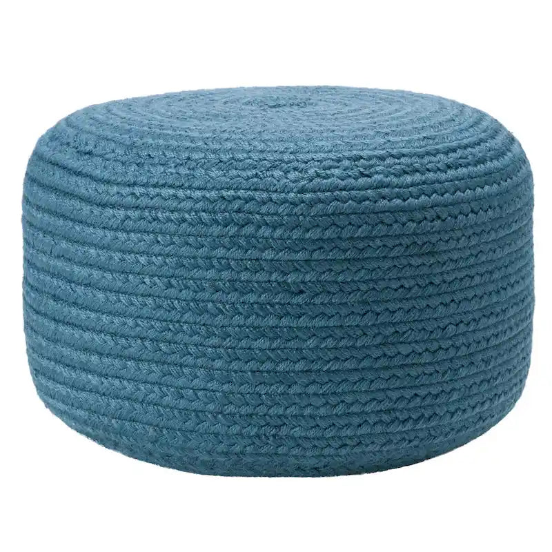 Pouf ottomano rotondo in poliestere da interno/esterno – Poggiapiedi 18x18x12