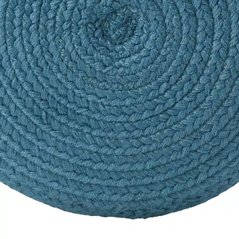 Pouf ottomano rotondo in poliestere da interno/esterno – Poggiapiedi 18x18x12