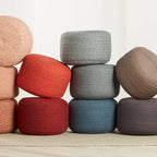 Pouf ottomano rotondo in poliestere da interno/esterno – Poggiapiedi 18x18x12