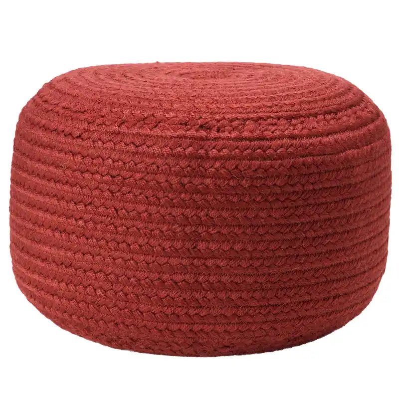 Pouf ottomano rotondo in poliestere da interno/esterno – Poggiapiedi 18x18x12