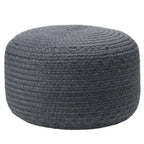Pouf ottomano rotondo in poliestere da interno/esterno – Poggiapiedi 18x18x12