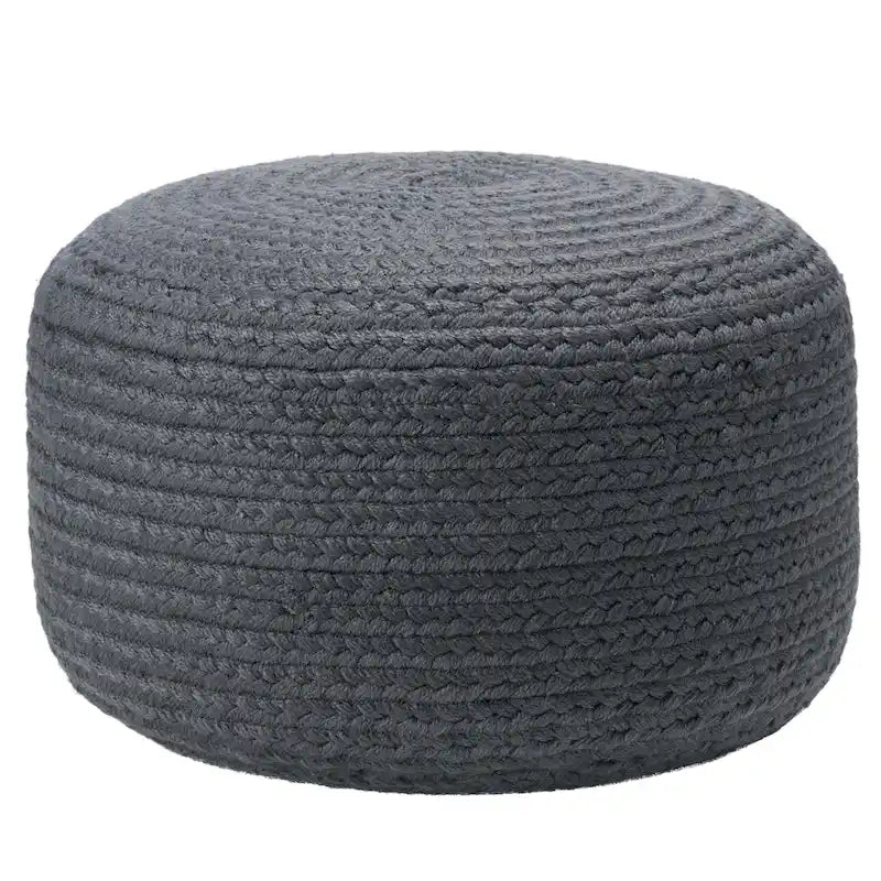Pouf ottomano rotondo in poliestere da interno/esterno – Poggiapiedi 18x18x12