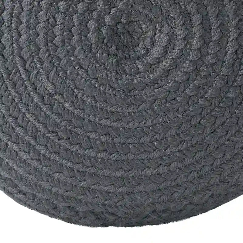 Pouf ottomano rotondo in poliestere da interno/esterno – Poggiapiedi 18x18x12