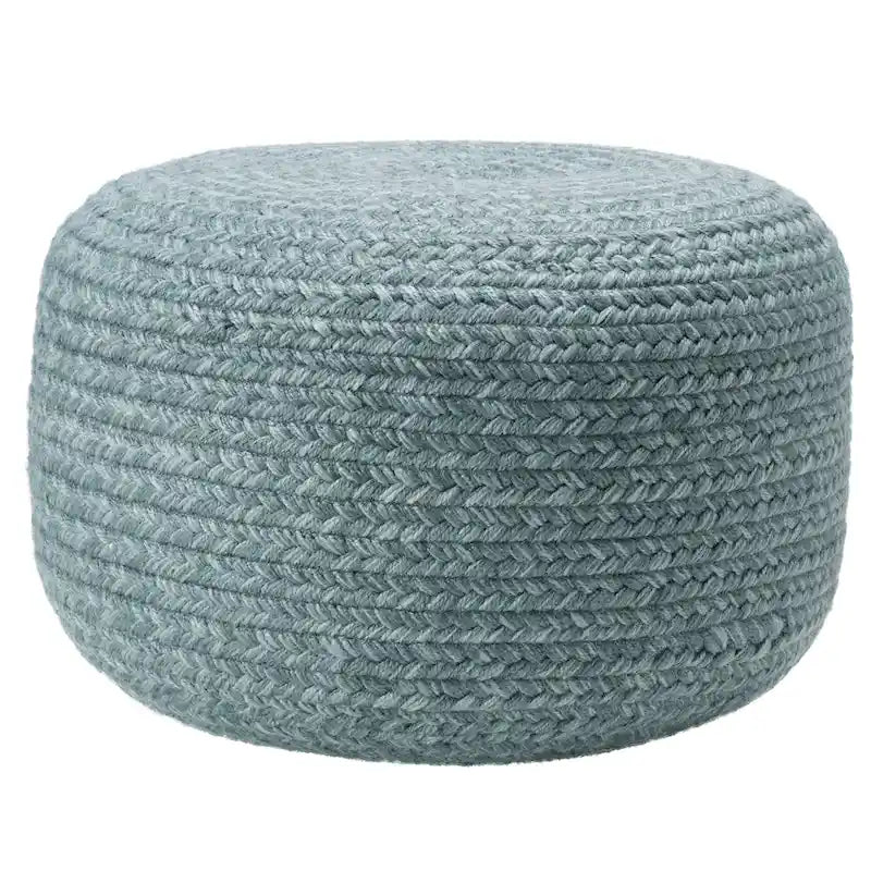 Pouf ottomano rotondo in poliestere da interno/esterno – Poggiapiedi 18x18x12