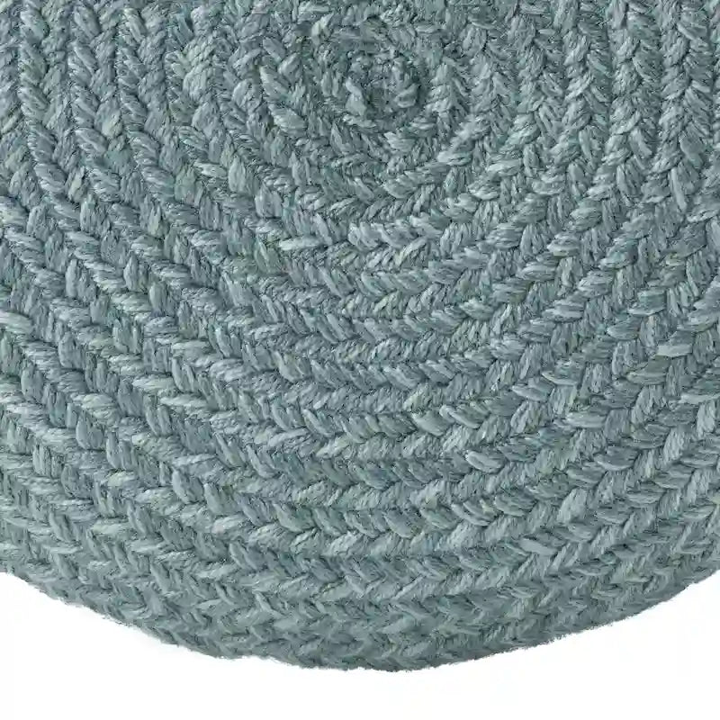Pouf ottomano rotondo in poliestere da interno/esterno – Poggiapiedi 18x18x12