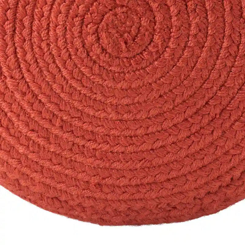 Pouf ottomano rotondo in poliestere da interno/esterno – Poggiapiedi 18x18x12