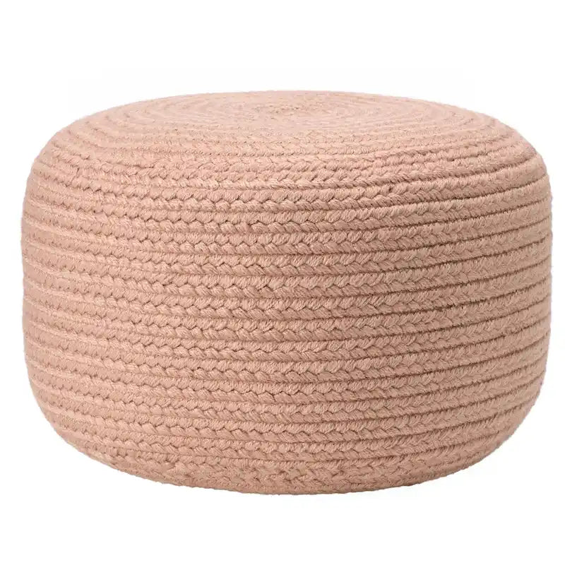 Pouf ottomano rotondo in poliestere da interno/esterno – Poggiapiedi 18x18x12