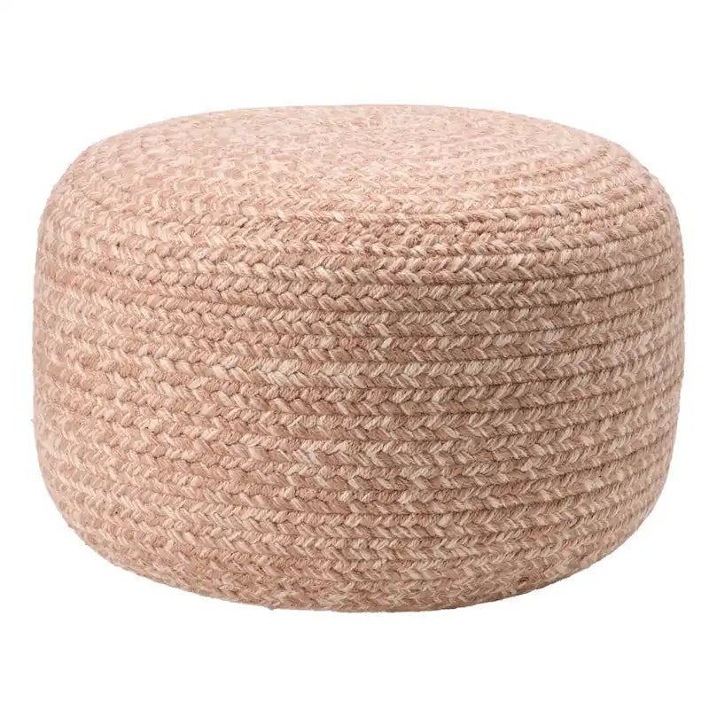 Pouf ottomano rotondo in poliestere da interno/esterno – Poggiapiedi 18x18x12