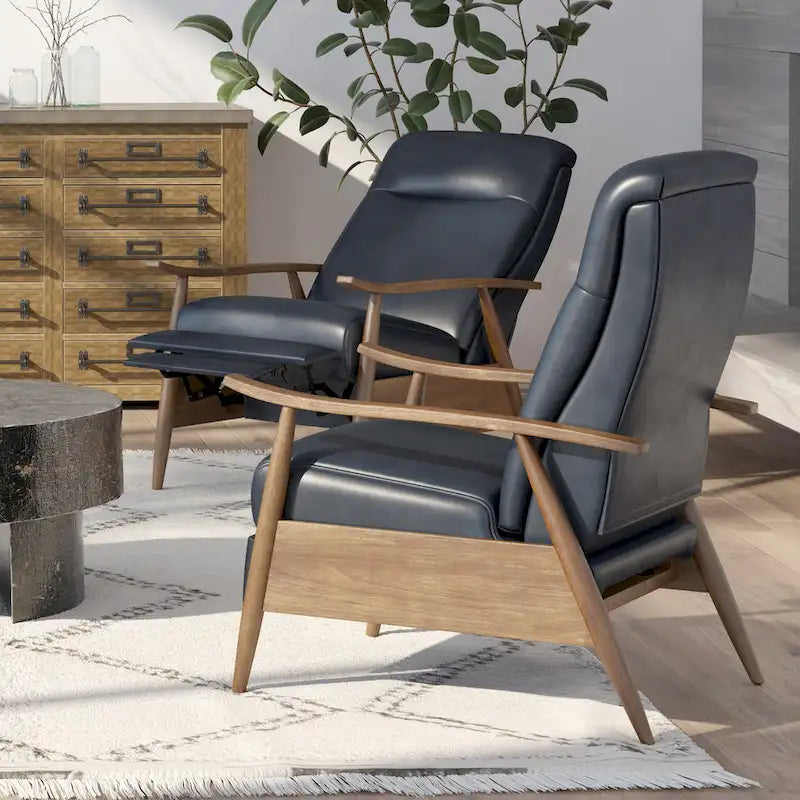 Poltrona reclinabile push-back imbottita con telaio in legno – Poltrona da salotto