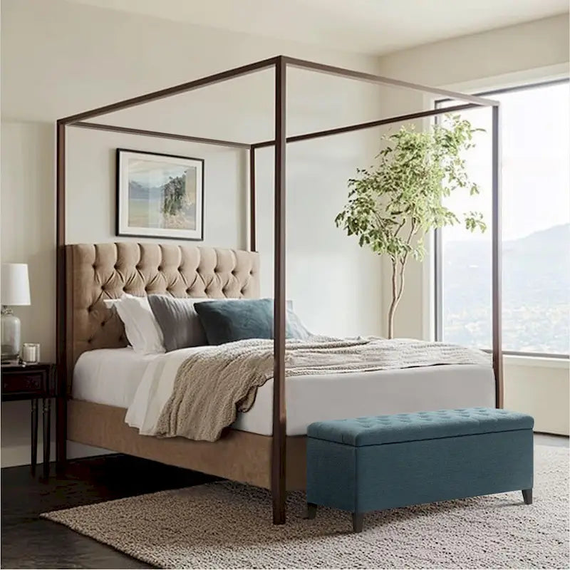 Panca contenitore imbottita capitonné – Panca da ingresso/camera da letto con contenitore a scomparsa