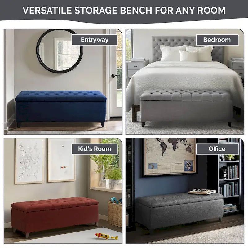 Panca contenitore imbottita capitonné – Panca da ingresso/camera da letto con contenitore a scomparsa