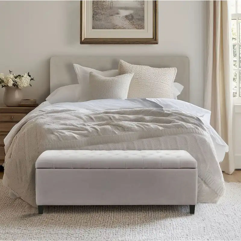 Panca contenitore imbottita capitonné – Panca da ingresso/camera da letto con contenitore a scomparsa