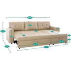 Divano sezionale reversibile con letto estraibile, chaise longue con contenitore nascosto, gambe durevoli,